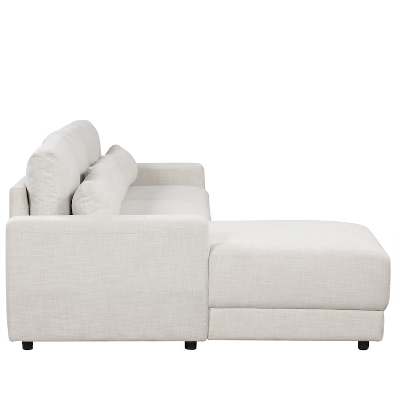 Modern L-Shaped Sectional Sofa with Removable Back Cushions and 3 Pillows