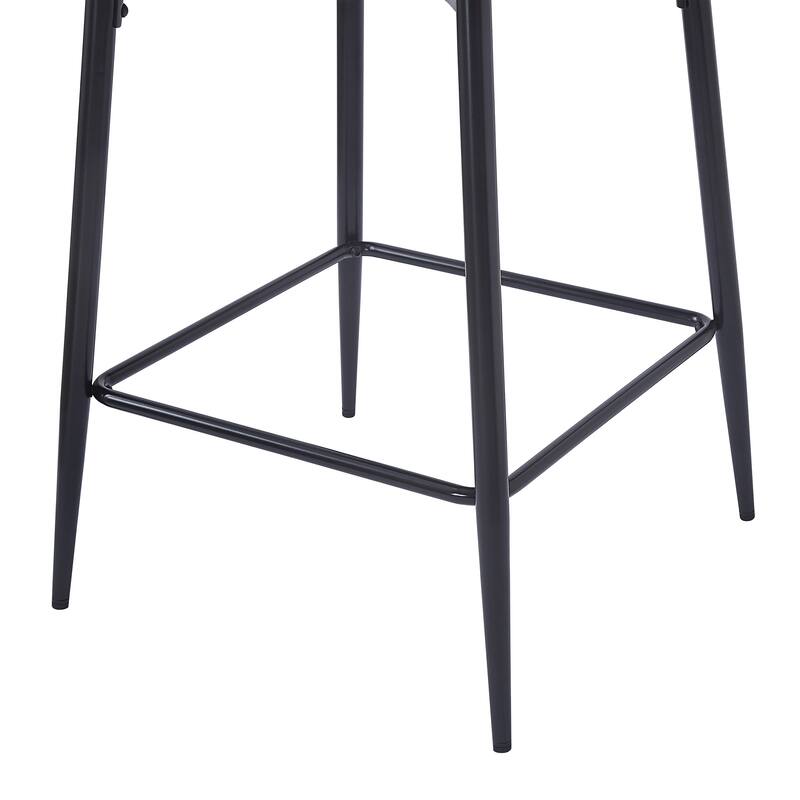 Counter Height Bar Stools Set of 2, Upholstered Armless Chairs with Curved Backrest, Kitchen Island Chair with Footrest