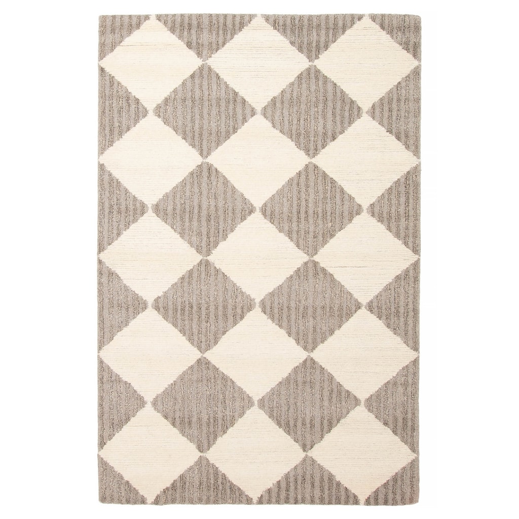 ECARPETGALLERY Hand Tufted Timeless Cream Wool Rug - 5'0 x 7'10