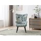 preview thumbnail 3 of 9, Modern Leisure Chair Accent Chair Tufted Wingback Vanity Chair with Solid Wood Legs