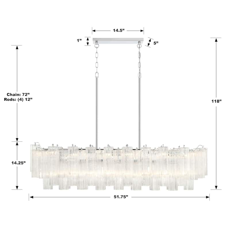 Addis 14 Light Polished Chrome Chandelier - 51.75"W x 14.25"H x 14"D