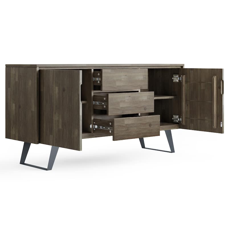 WYNDENHALL Mitchell Metal 60 inch Wide Rectangle Modern Industrial Sideboard Buffet in OAK WOOD - 60'' x 17'' x 30