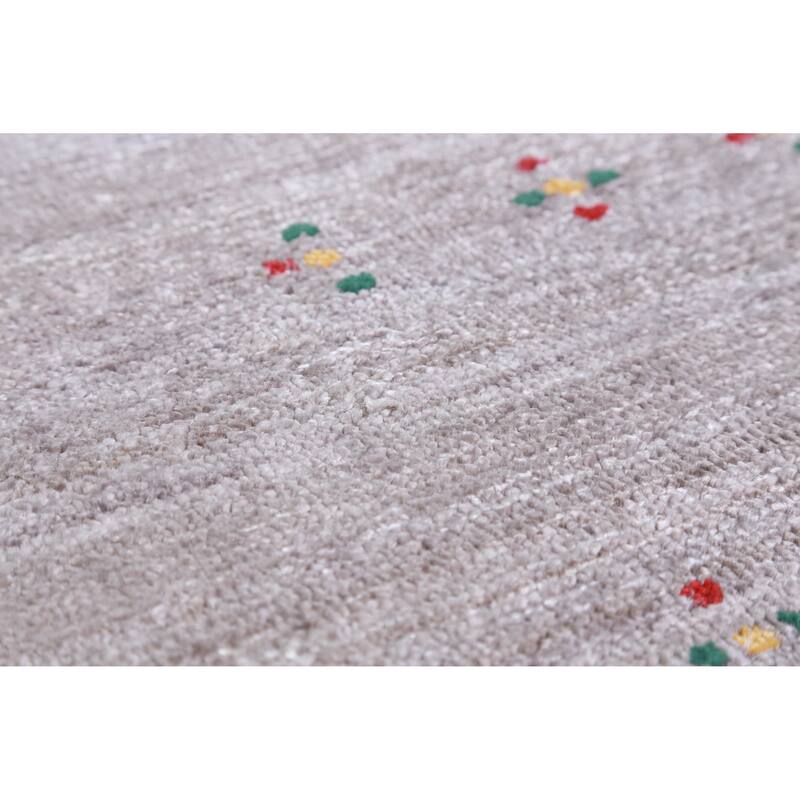 Hand Knotted Oriental 100% Wool Carpet Tribal Stripe Greys & Charcoal Gabbeh Area Rug - 9' 11'' X 7' 9''