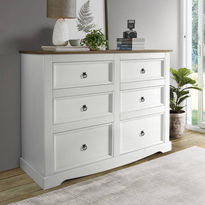 Wood Dresser 3+3 Drawers Chest Corona Collection | Furniture Dash