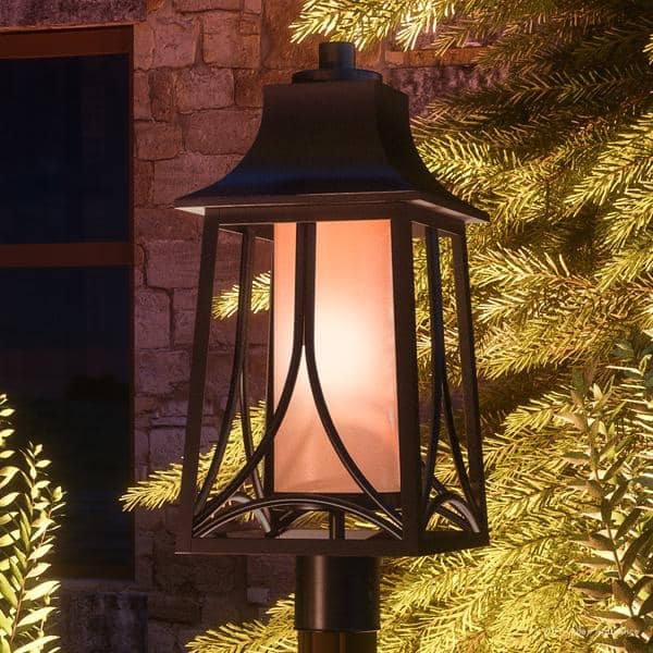 Pech zonlicht Zes Luxury Asian Outdoor Post Light, 21"H x 8.5"W, with Craftsman Style, Airy  and Simplistic Design, Royal Bronze Finish - Overstock - 19477935