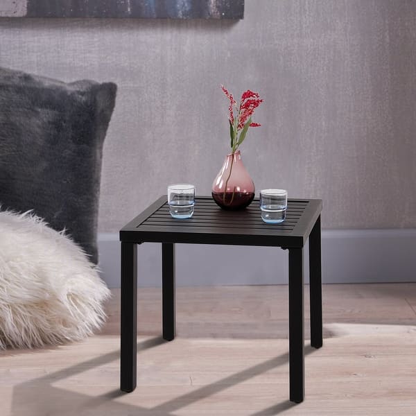 slide 1 of 7, Claribelle Black Metal Small Square Side/ End Table by Havenside Home Black