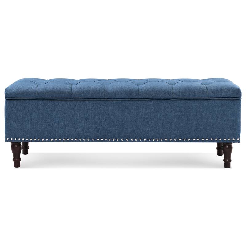 Tufted Storage Bench, Upholstered Ottoman with Storage - 50.8" W X 17.1" D X 18.3" H