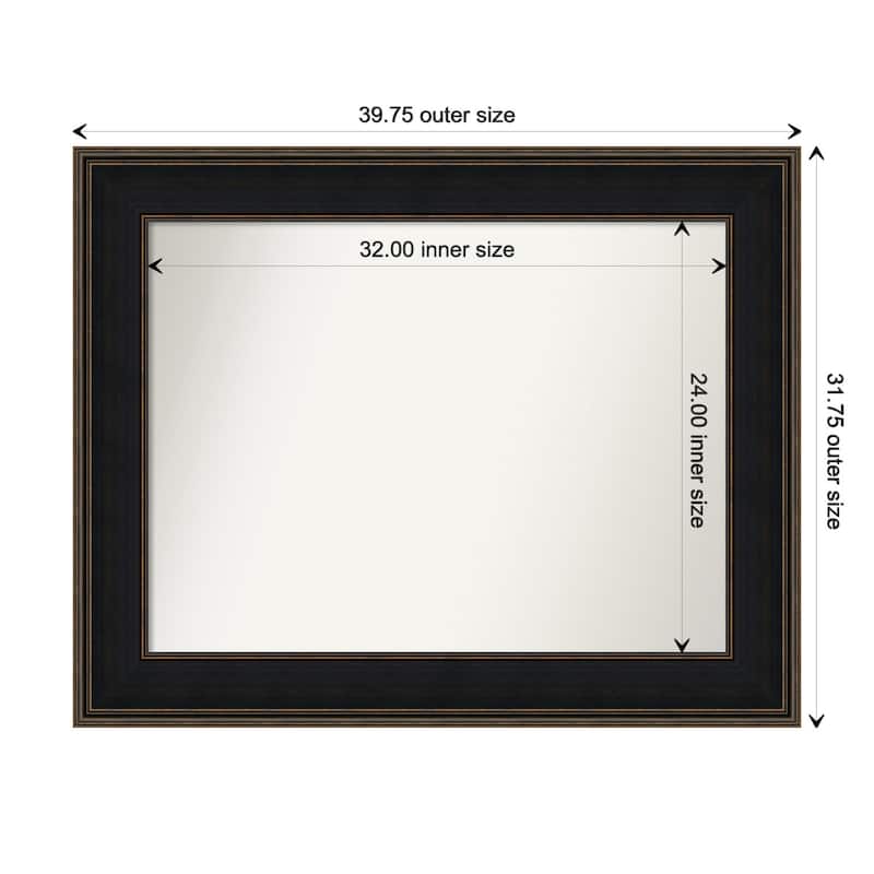 Mezzanine Espresso Framed Non-Beveled Custom Wall Mirror, Bathroom Vanity Mirror - Outer Size: 39.75 x 31.75