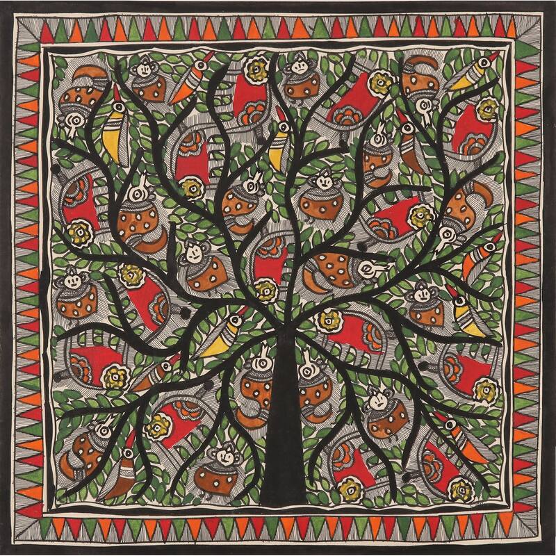 Novica Handmade Tree Of Harmony Madhubani Painting