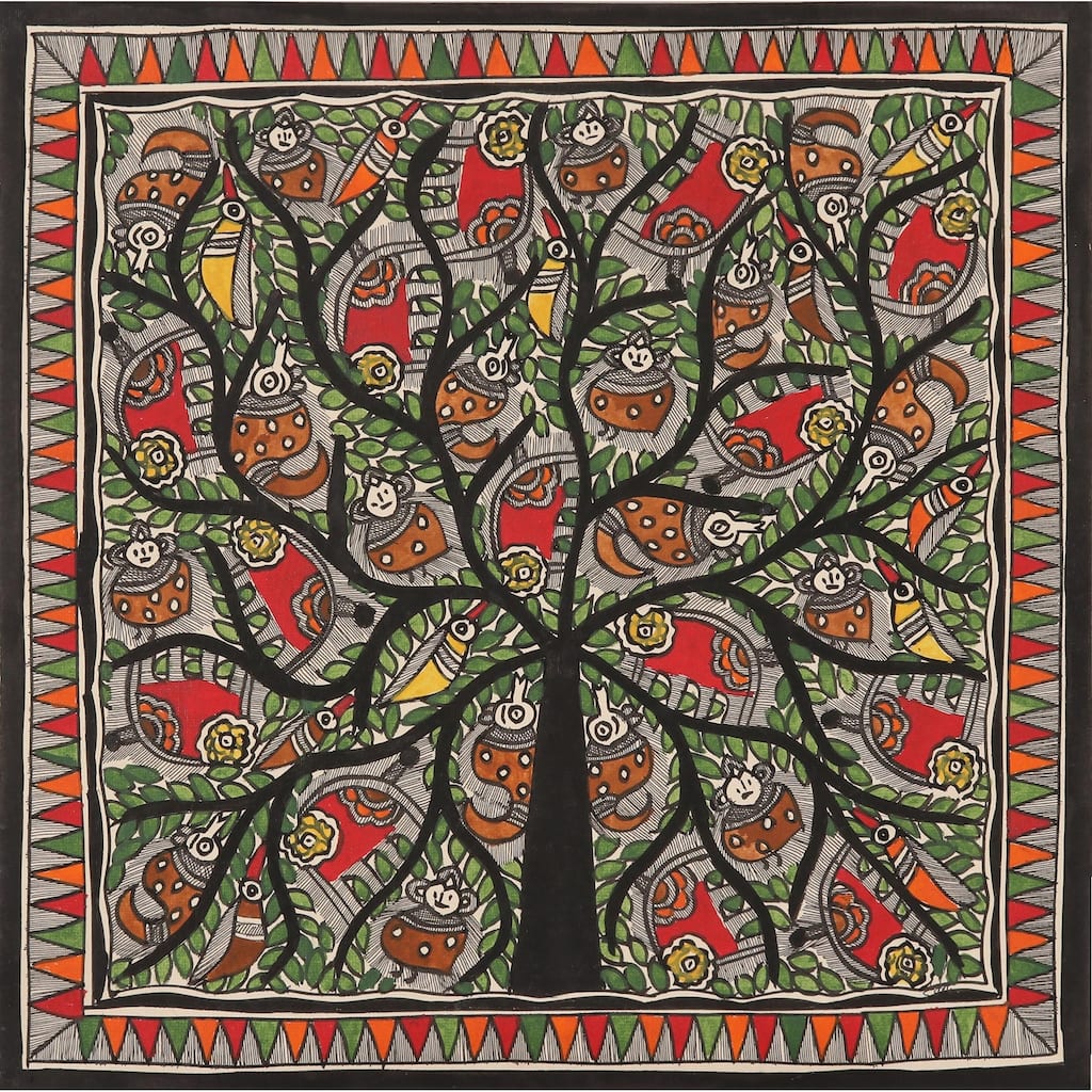 Novica Handmade Tree Of Harmony Madhubani Painting