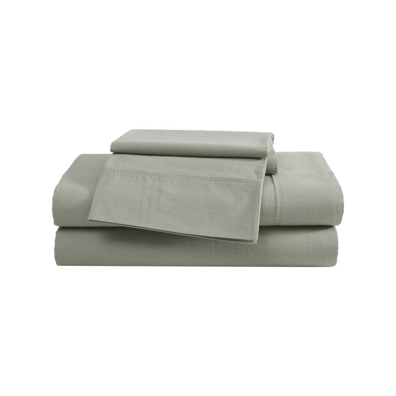 Eddie Bauer Brushed Percale Solid Cotton Sheet Set - Twin - Green