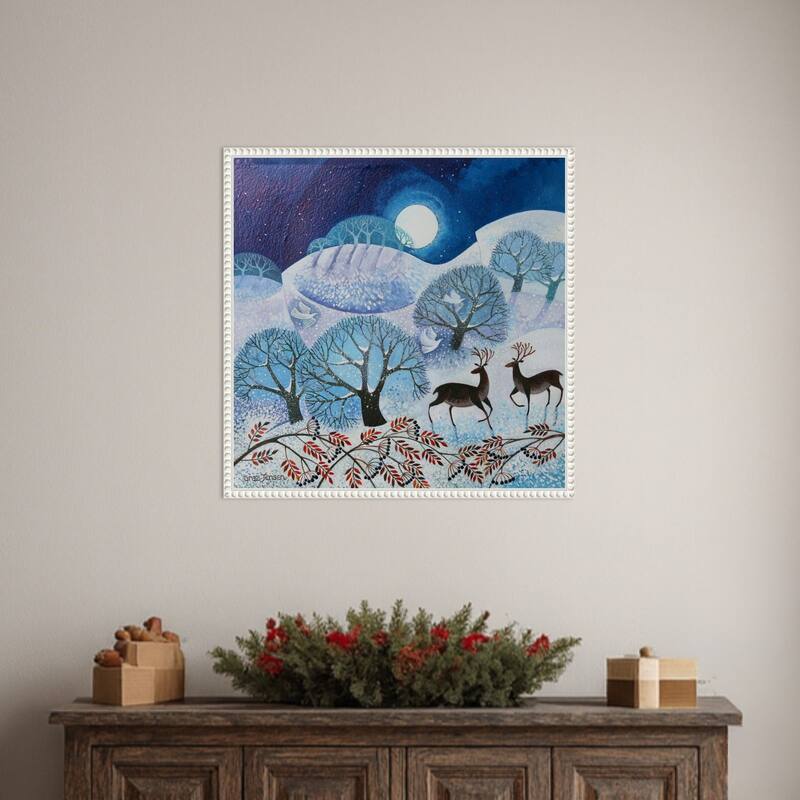 Snowy Land by Lisa Graa Jensen (22 x 22 in.), Framed Canvas Wall Art Print - Sylvie Beaded White