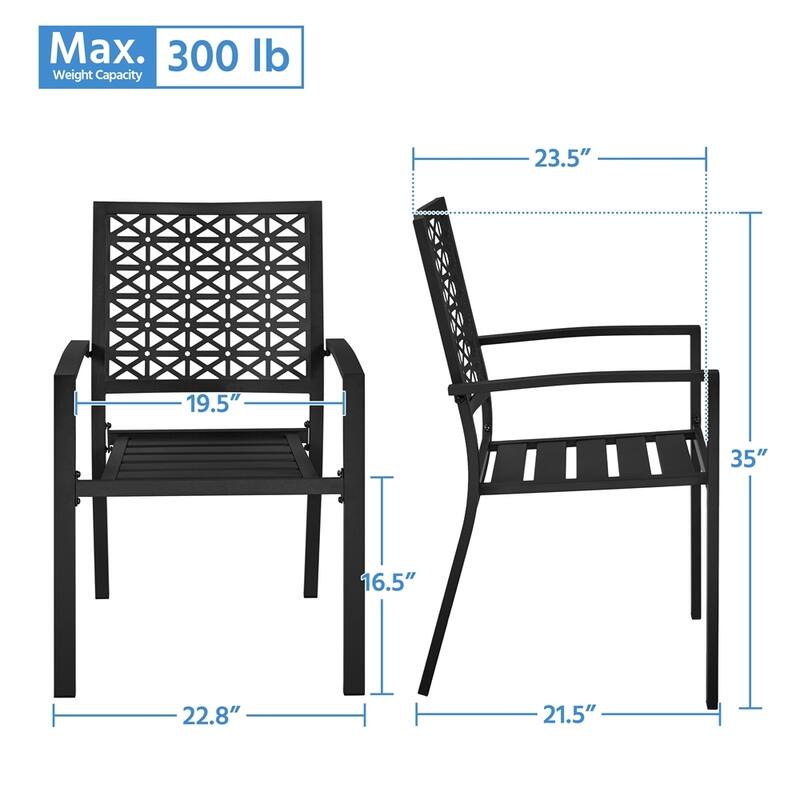 Yaheetech 2pcs Patio Dining Chairs with Armrests Modern Metal Bistro Chairs