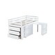 preview thumbnail 20 of 20, Twin Size Kids Low Loft Bed with Storage Drawer & Pull-Out Desk, Dorms Wood Bed Frame Space-Saving with Safety Guardrail