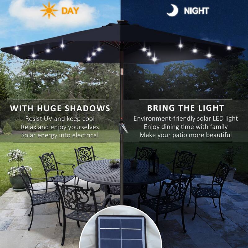 ABCCANOPY 10.5FT Outdoor Patio Solar Umbrella with 32LED Lights
