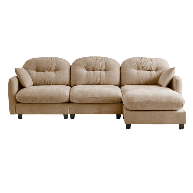 GDF Studio - Amori Modular Modern Chenille L-Shaped Sectional Sofa with Ottoman and Tufted Cushion Backrest