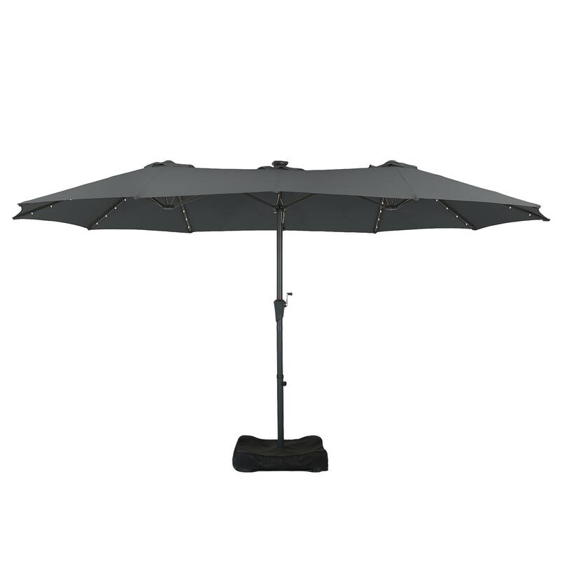Autlaycil 15ft Retangle Patio Umbrella with Solar Lights & Base
