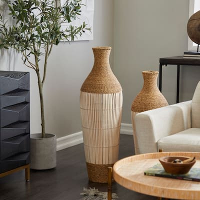 Seagrass Handmade Wrapped Tall Floor Vase