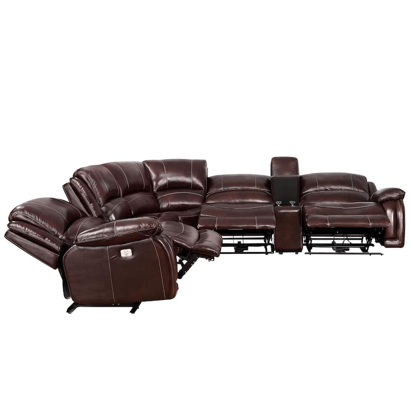 Steve Silver Douglas 6-piece Genuine Leather Power Reclining Sectional