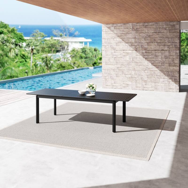 DESwan 108 in. x 39 in. Aluminum Extendable Outdoor Dining Table