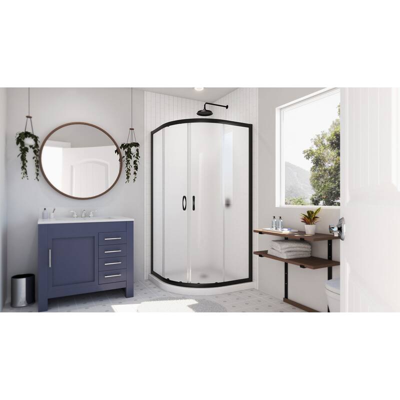 DreamLine Prime 38 in. x 38 in. x 74 3/4 in. Sliding Shower Enclosure and Shower Base Kit - 38" x 38"