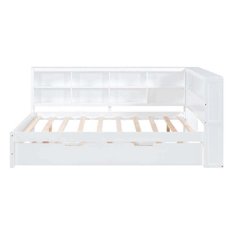 Wooden Full Size DayBed with Twin Size Trundle, USB Charging Ports