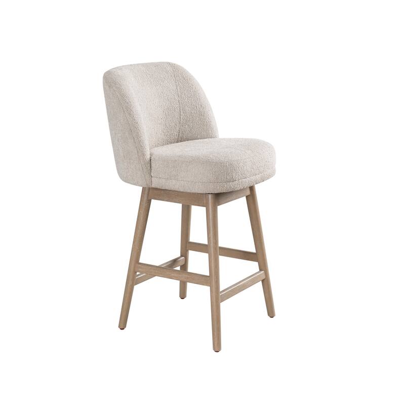 Sadie Modern Swivel Bar Stool, Upholstered Counter Height Chair with Solid Wood Frame