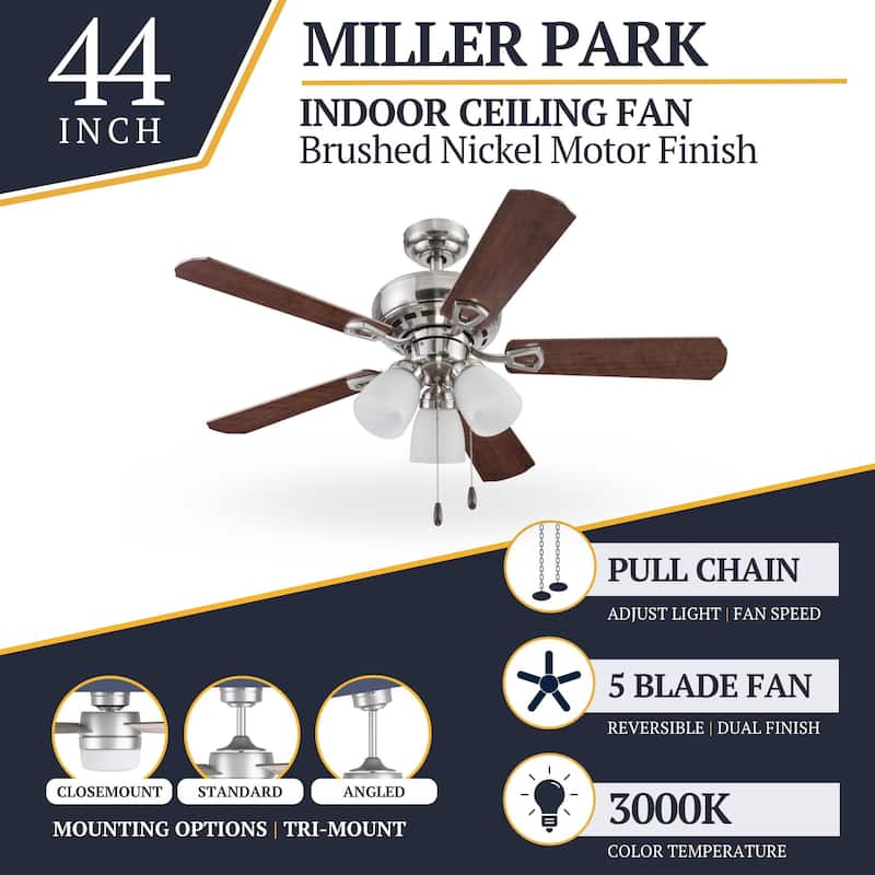 44" Prominence Home Miller Park Indoor Ceiling Fan, Espresso Bronze - 44