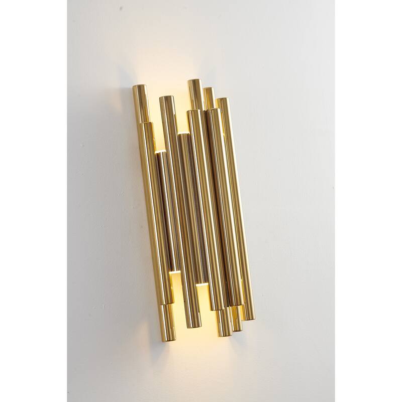 8-Light Gold Stainless Steel LED Rod Wall Sconce