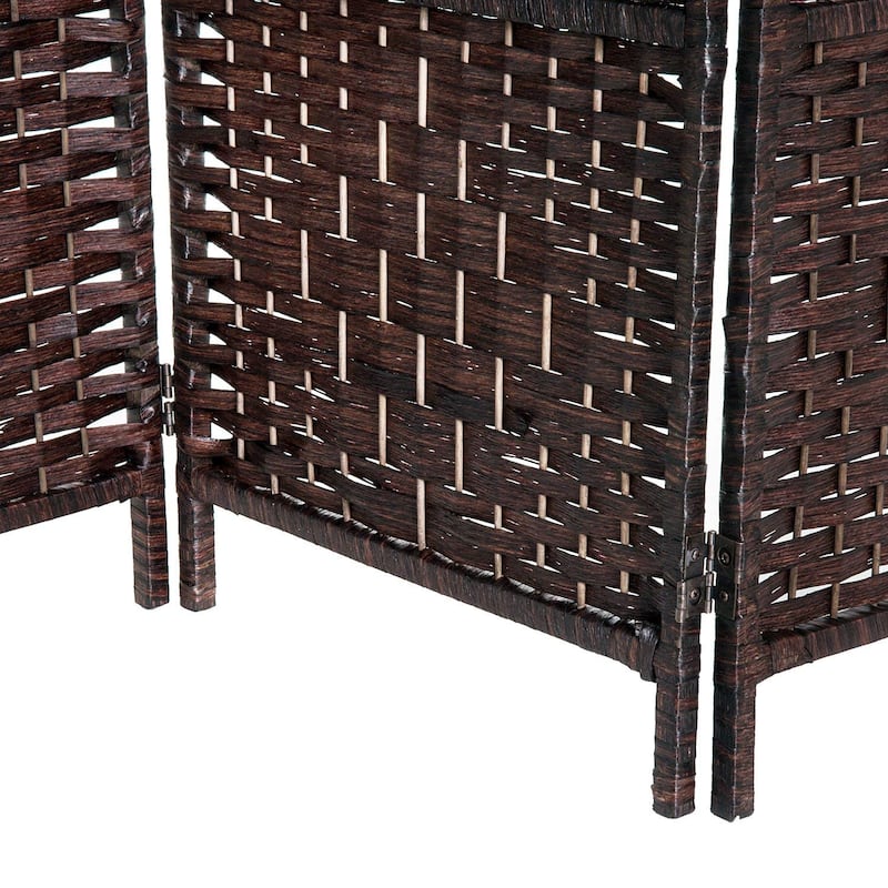 HomCom 6' Tall Wicker Weave Three Panel Room Divider Privacy Screen - Chestnut Brown