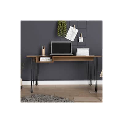 Bandung Desk - Mahogany Finish Retro Style Computer Writing Table