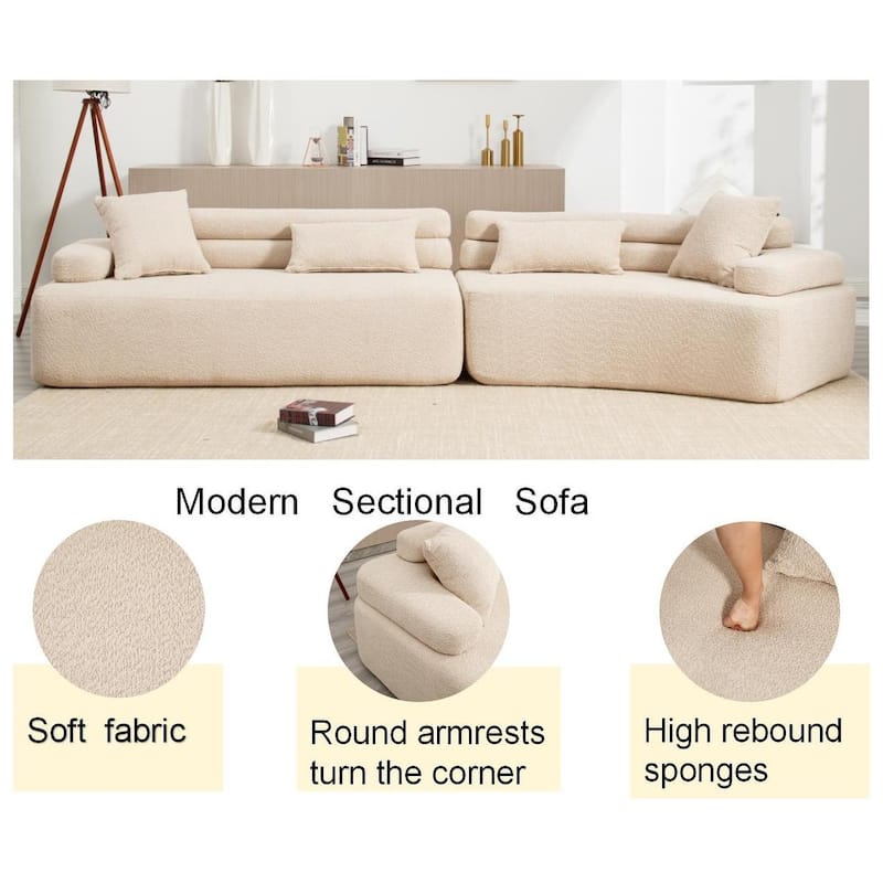 Frameless Sofa with Sponge Construction, ARC Armrests, No Assembly Required