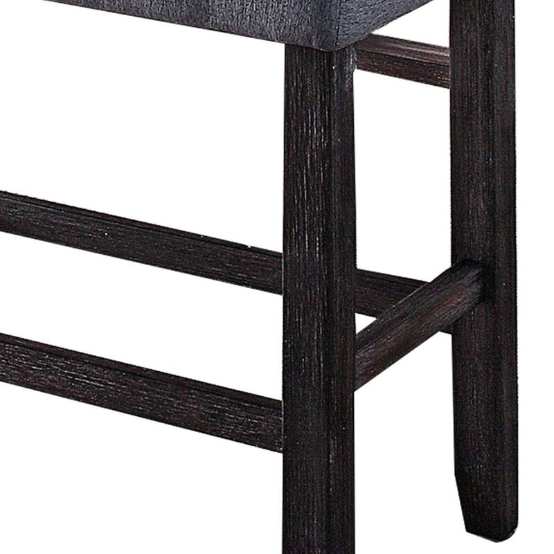 Rectangular Fabric Counter Height Bench with Padded Seat, Brown and Blue - 25 H x 14 W x 48L Inches