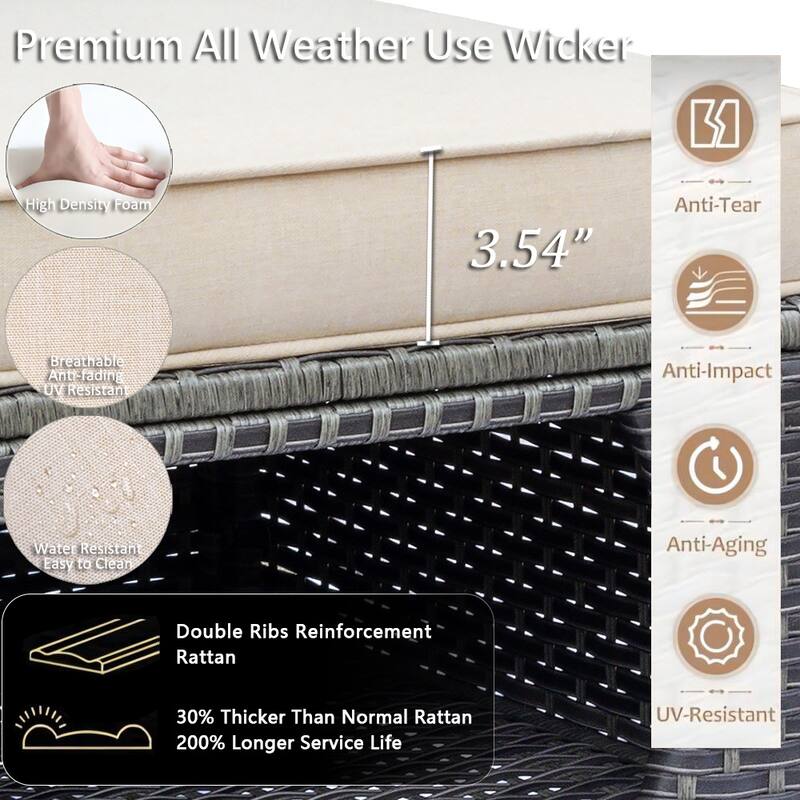 8 Piece Outdoor Wicker Patio Furniture Conversation Chair and Ottoman Set