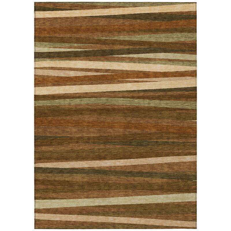 HomeRoots Striped Transitional Rectangle Outdoor Rug