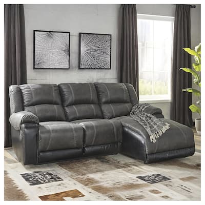 Signature Design by Ashley Nantahala Gray 3-Piece Reclining Sectional with Chaise - 88"W x 63"D x 40"H