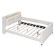 preview thumbnail 22 of 27, Upholstered Bed Platform Bed Faux Leather Bed Frame with Storage Headboard and Guardrail Wood Slat Support Low Profile Bed