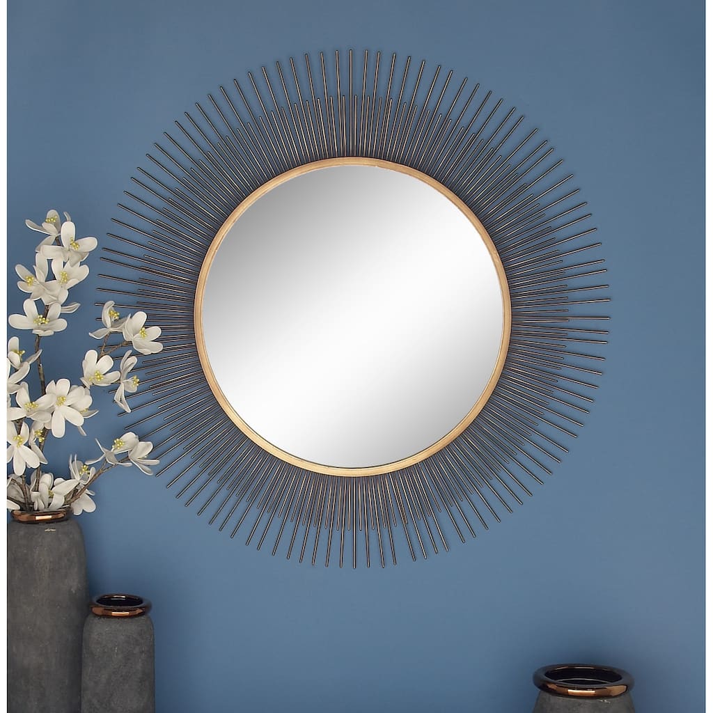 Gold Metal Starburst Room Wall Mirror
