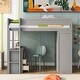 preview thumbnail 3 of 13, Classic Twin Loft Bed Solid Wood Structure Slats Loft Bed with All-in-One Desk Drawers ,Guardrail, Sliding Doors Cabinet - Grey