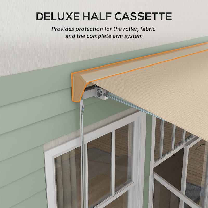 13' x 10' Electric Awning with LED Lights, Retractable Awning, UV40+ Sun Shade Shelter with Remote Controller and Crank Handle