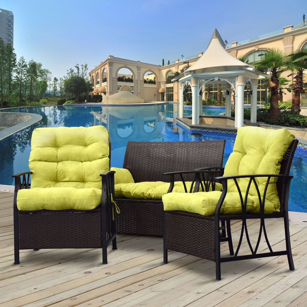 Shop Costway 51 Inch Bench Cushion Tufted Pillow Indoor Outdoor Swing Glider Sit Seat Kiwi Overstock 18696496