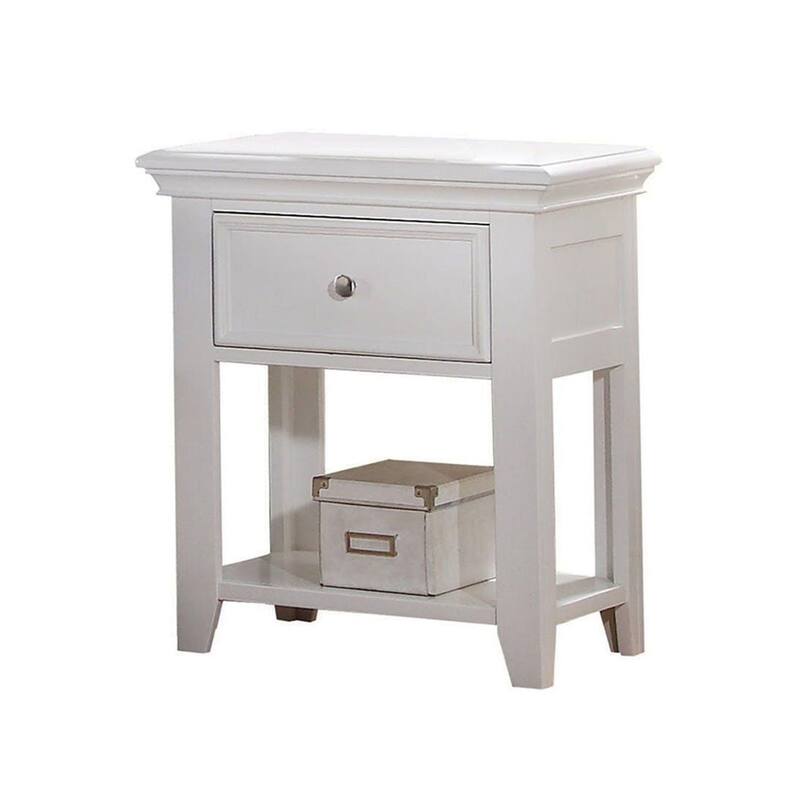 1 Drawer and Open Bottom Shelf Wooden Nightstand