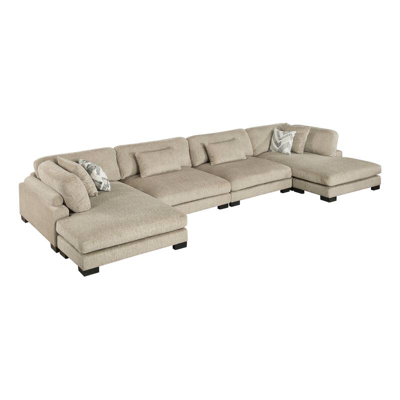 Abbeville Microfiber 4-Piece Modular Sectional with Chaise - Brown
