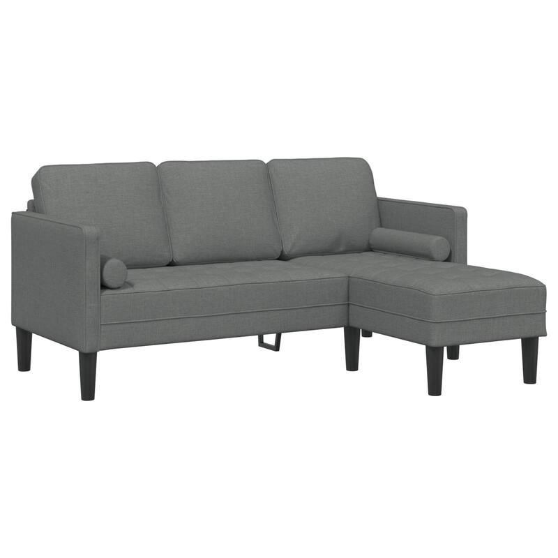 vidaXL 2/3 Piece Sofa Set with Cushions Black/Dark Grey/Light Grey Fabric - 68.1 x 51.6 x 26.4