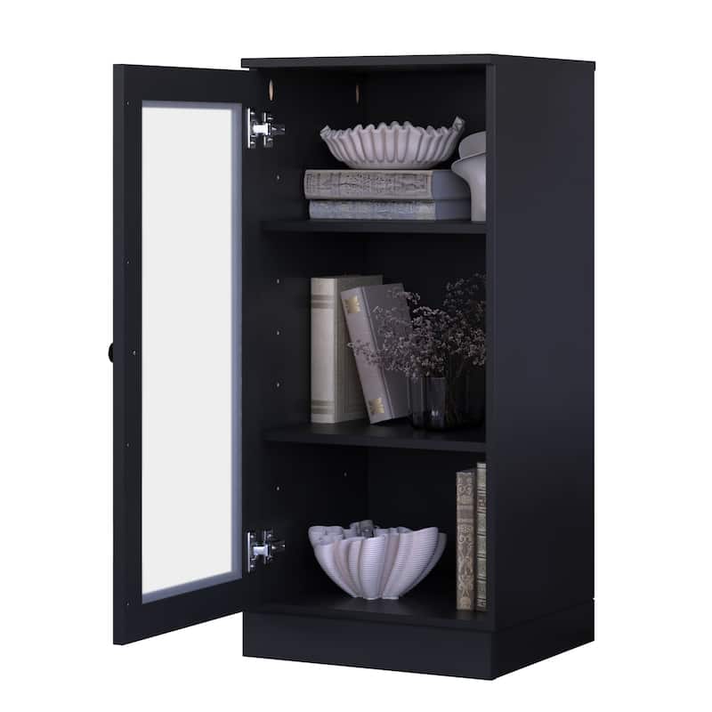 Palace Imports 100% Solid Wood 3-Shelf Bookcase with Frosted Glass Door and Adjustable Shelves