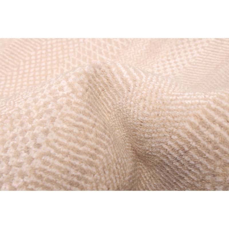 ECARPETGALLERY Hand-knotted Finest Silk Shadow Beige Silk, Wool Rug - 2'6 x 7'11