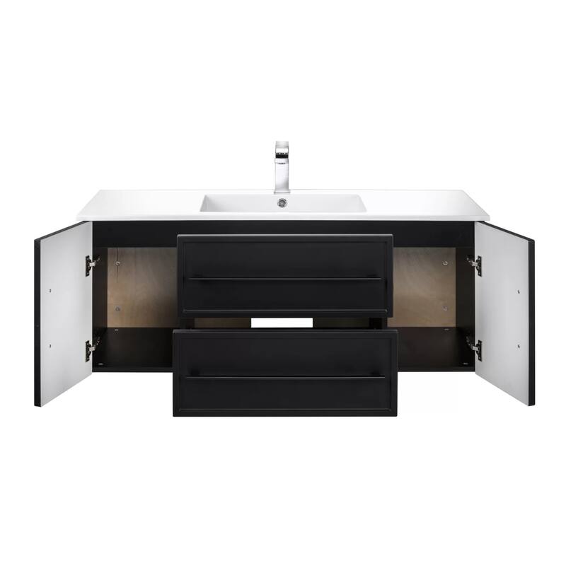 Milano Collection 48" Wall Mount Modern Shaker Bathroom Vanity Cabinet with Sink and Drawers