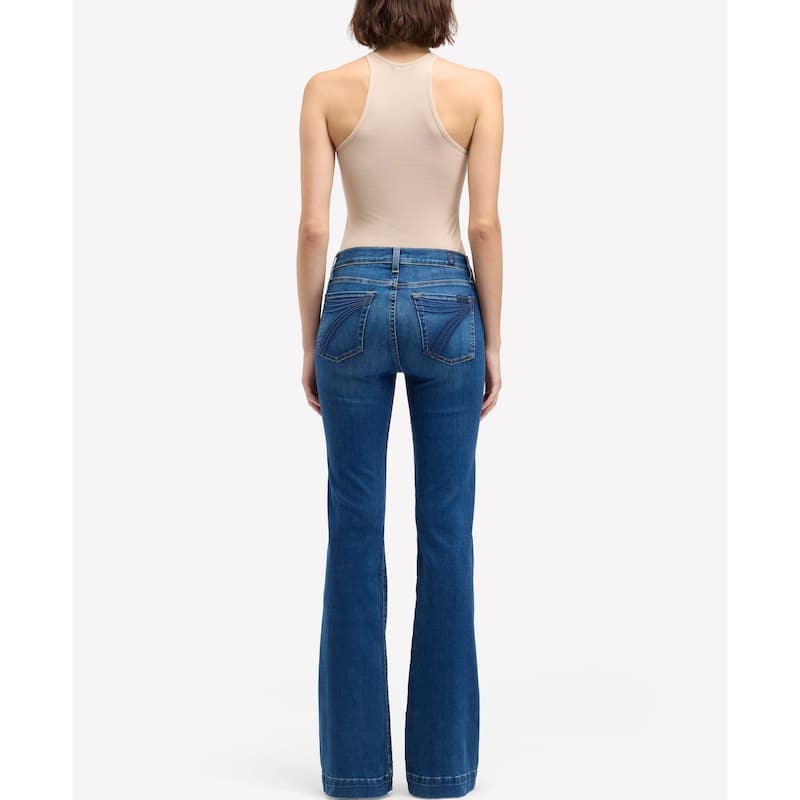 7 For All Mankind Women's Dojo Mid-Rise Wide Leg Flare Jeans