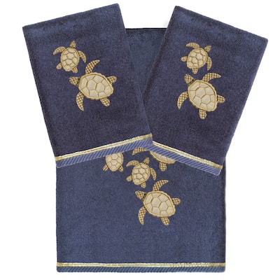 Authentic Hotel and Spa Turkish Cotton Tortuga 3PC Embellished Towel Set
