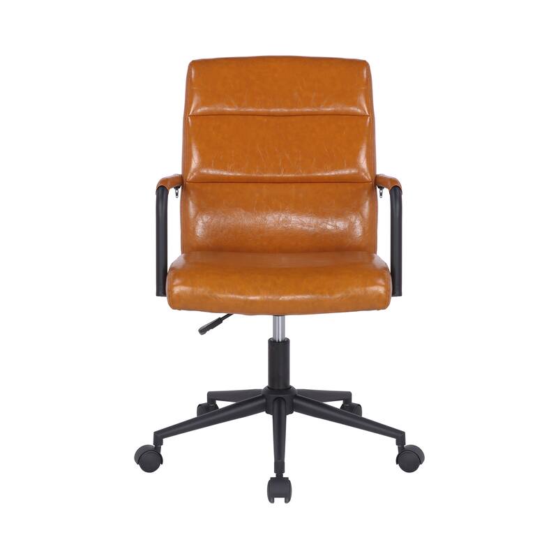 Porthos Home Pei Office Chair, Tufted PU Leather, Steel Swivel Base